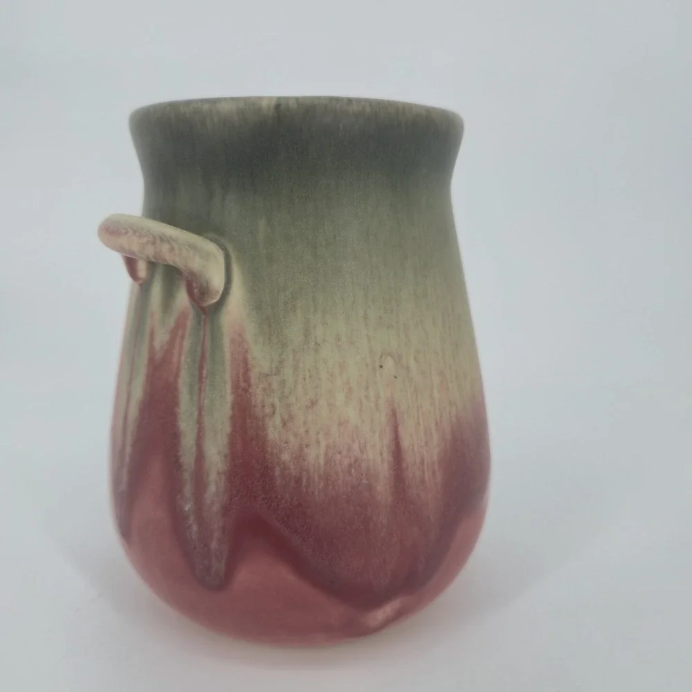 Falcon Ware 676 Vase Thomas Lawrence England Pink Green Drip Glaze 5.5